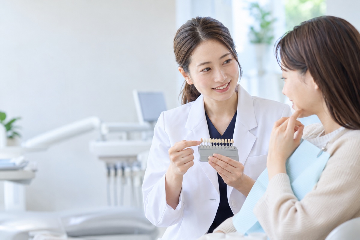 審美治療について歯科医師と相談するイメージ